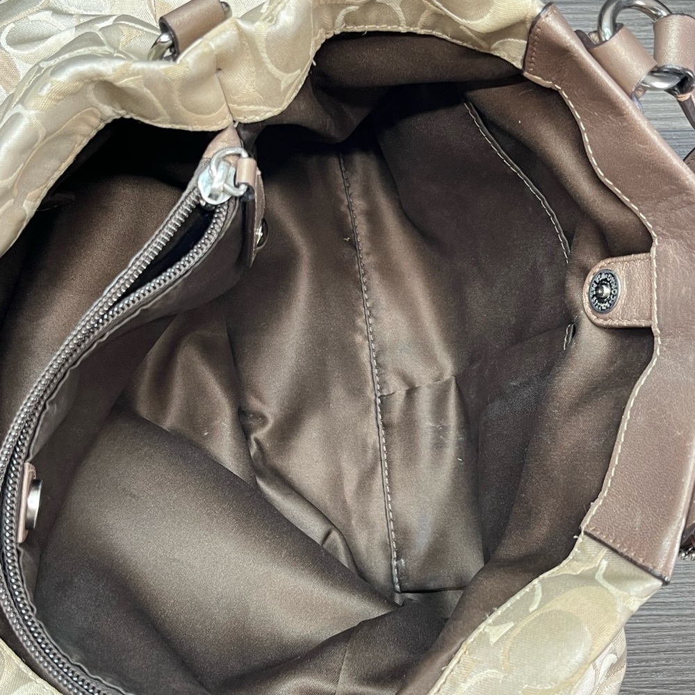 Coach Cream and Brown Signature Tote - Picture 12 of 13